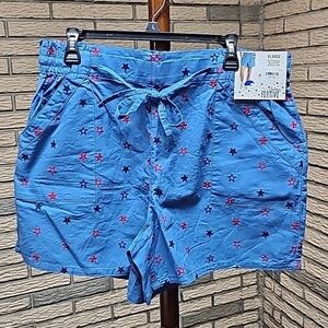NWT Feeling Festive Ladies Star Pull On  Shorts Sz XL.. Adorable
